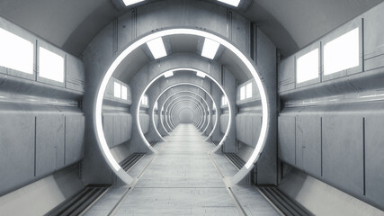 3d render futuristic interior corridor