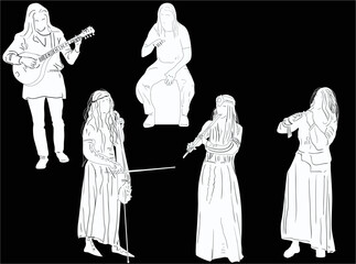 five musicians isolated on black