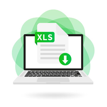 Xls file on the laptop. Vector illustration