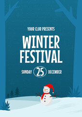 Modern flat illustrated winter sale vertical poster. winter sale store for social media posts. Flat winter sale flyer or brochure template