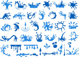 Water drops. Flow liquid paint ink or water recent vector stylized templates isolated