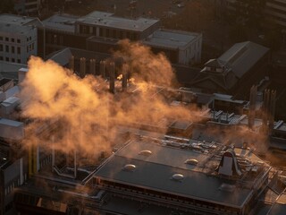 Rooftops in Melbourne with a cloud covering the view