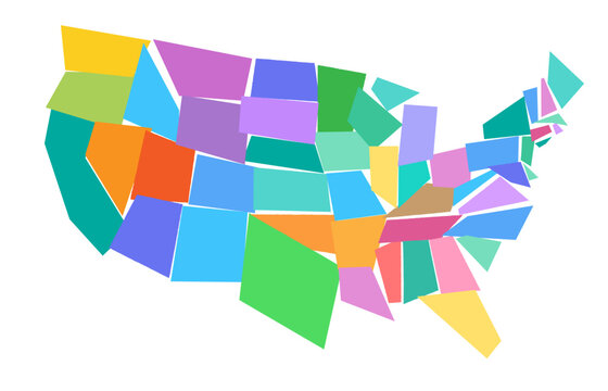 Colorful United States Geo Map	
