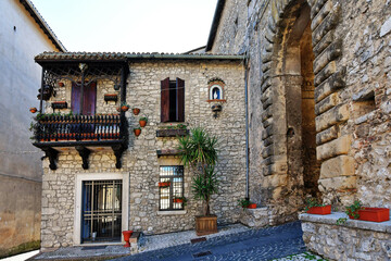 An ancient entrance arch in Boville Ernica, a historic town in the province of Frosinone, Italy.