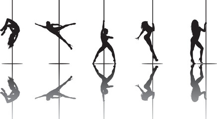vector silhouette of a woman dancing pole dance
