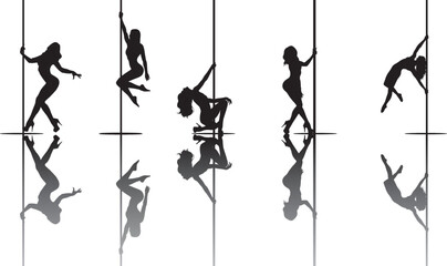 vector silhouette of a woman dancing pole dance