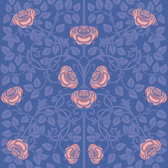 Fototapeta na wymiar Floral vintage seamless pattern retro style wallpapers. Enchanted Vintage Flowers. Arts and Crafts movement inspired. Design for wrapping paper, wallpaper, fabrics and fashion clothes.