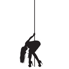 vector silhouette of a woman dancing pole dance