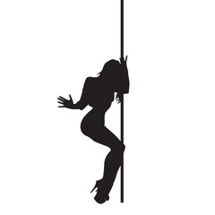 Fototapeta premium vector silhouette of a woman dancing pole dance