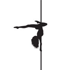 vector silhouette of a woman dancing pole dance