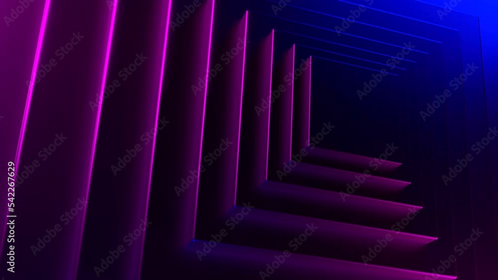 Poster abstract optical illusion with lights and geometry silhouettes creating effect of a tunnel. design. 