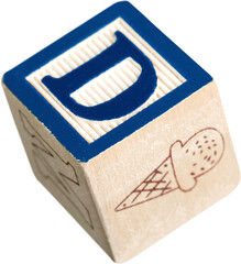 Wooden Letter Block With Letter D - Isolated