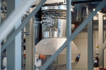 View of wood chips boiler house heating system- gauge panel