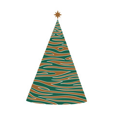 Twisted spirals lines and waves of zigzag stripes coniferous decorations for Christmas and New Year vector Christmas trees.