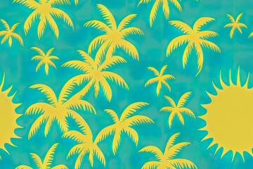 Fototapeta na wymiar Summer SUN SHINE Typography fill in with colourful summer tropical pattern with palm trees seamless pattern beautiful ,Design for fashion , fabric, textile, wallpaper, cover, web , wrapping