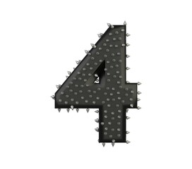 Spike Leather Themed Font  Number 4