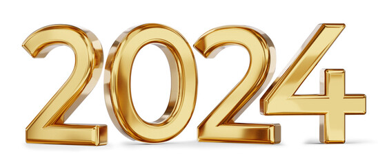 2024 golden new year symbol 3d-illustration - obrazy, fototapety, plakaty