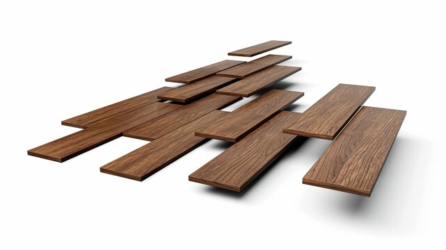 3d illustration of wood flooring installation fixing parquets