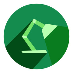 flat icon of table lamp. green icon in flat style of abstract table lamp. icon for work. for web browser.