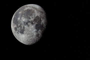 Beautiful shot of the moon isolated on a dark night sky