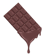 Milk chocolate bar melts and flows