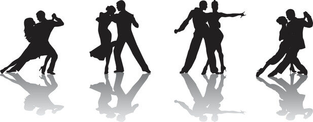 vector silhouette of a couple dancing ballroom dance