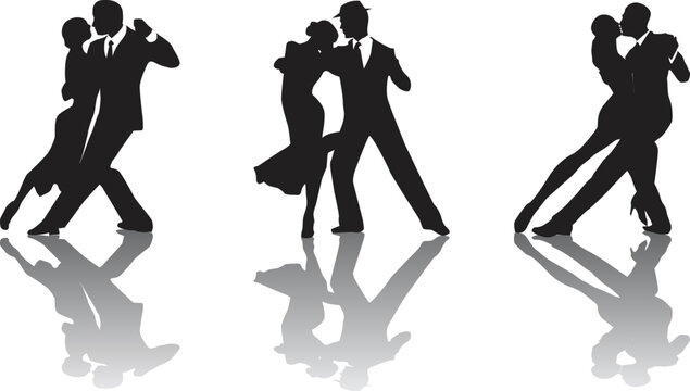 Vector Silhouette Of A Couple Dancing Ballroom Dance