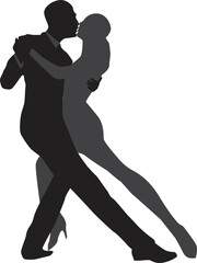 vector silhouette of a couple dancing ballroom dance