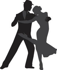 vector silhouette of a couple dancing ballroom dance