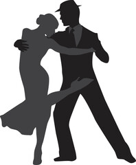 vector silhouette of a couple dancing ballroom dance