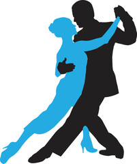 vector silhouette of a couple dancing ballroom dance