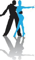 vector silhouette of a couple dancing ballroom dance