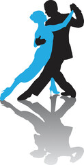 vector silhouette of a couple dancing ballroom dance
