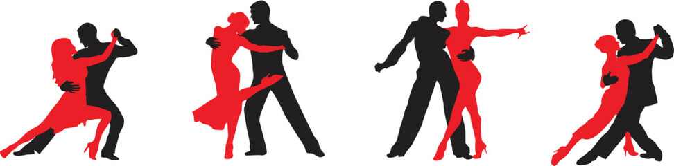 vector silhouette of a couple dancing ballroom dance