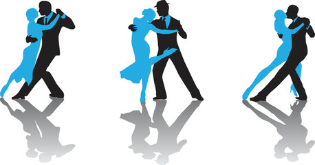 vector silhouette of a couple dancing ballroom dance