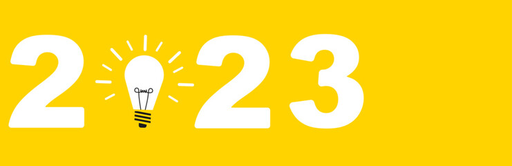 Happy New Year 2023 text design.2023 new year idea land.
creativity inspiration idea concept.