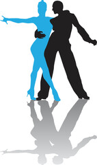 vector silhouette of a couple dancing ballroom dance
