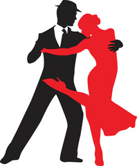vector silhouette of a couple dancing ballroom dance