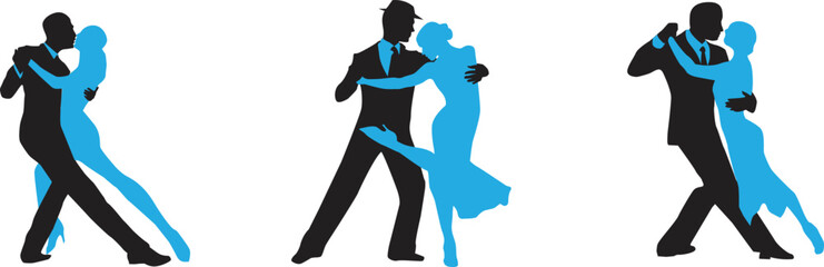 vector silhouette of a couple dancing ballroom dance