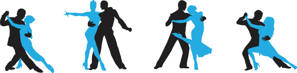 vector silhouette of a couple dancing ballroom dance