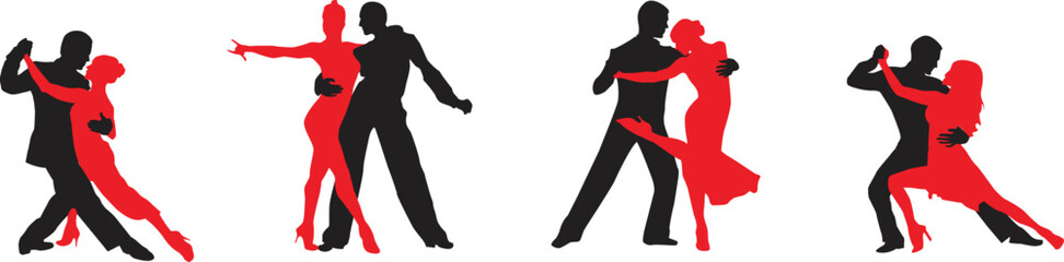 vector silhouette of a couple dancing ballroom dance