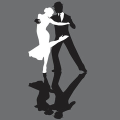 vector silhouette of a couple dancing ballroom dance