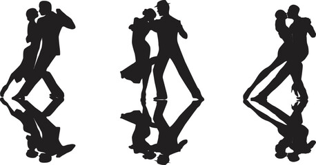 vector silhouette of a couple dancing ballroom dance