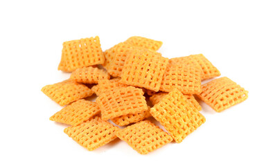 corn flakes on white background