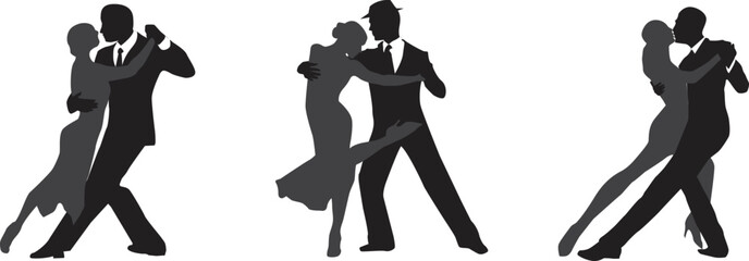 vector silhouette of a couple dancing ballroom dance