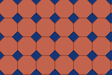 Mosaic red and blue seamless pattern. 3d illustration.