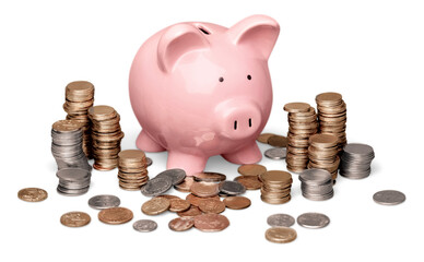 Piggy Bank with Coins