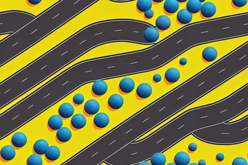 Road or highway set. Top view. Straight and winding seamless asphalt roads. 2d illustrated illustration.