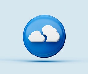 3D illustration of broken or disconnected cloud connectivity icon or symbol