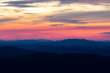Sunset at Blue Hour with Mountains